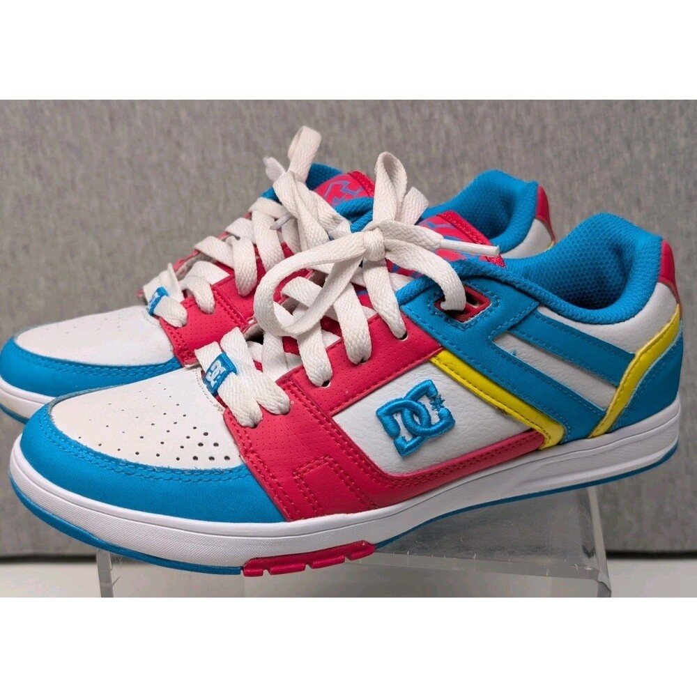 DC Women's Low Top Skate Shoes Sneakers Pink, Blue, & White Size 7 W